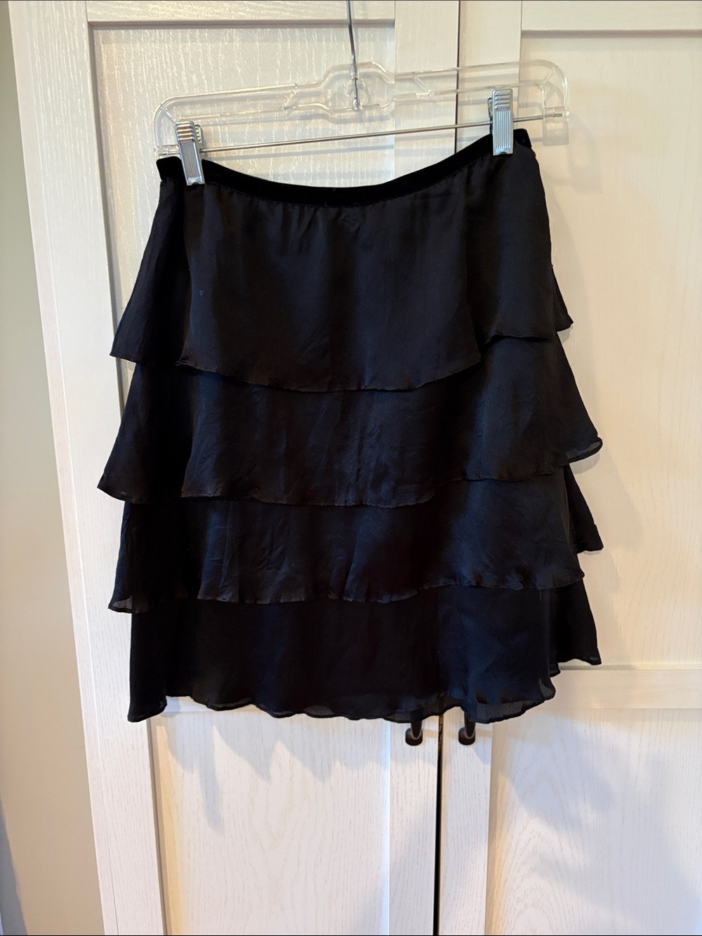 Rebecca Taylor 100% Silk Black Tiered Ruffle Mini Skirt - Size 2